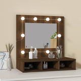 Mirror Cabinet with LED Brown Oak 60x31.5x62 cm - Side View