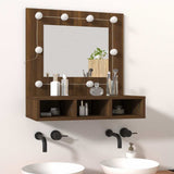 Mirror Cabinet with LED Brown Oak 60x31.5x62 cm - Top-Down View