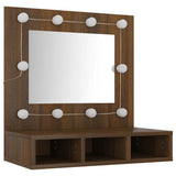 Mirror Cabinet with LED Brown Oak 60x31.5x62 cm - Top-Down View