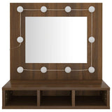 Mirror Cabinet with LED Brown Oak 60x31.5x62 cm - 45-Degree Angle