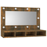 Mirror Cabinet with LED Smoked Oak 90x31.5x62 cm - Side View