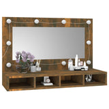 Mirror Cabinet with LED Smoked Oak 90x31.5x62 cm - Extra Image