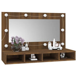 Mirror Cabinet with LED Brown Oak 90x31.5x62 cm - Extra Image