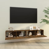 Wall TV Cabinets 2 pcs Smoked Oak 100x30x30 cm Engineered Wood - Side View