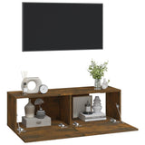 Wall TV Cabinets 2 pcs Smoked Oak 100x30x30 cm Engineered Wood - Top-Down View