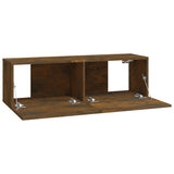 Wall TV Cabinets 2 pcs Smoked Oak 100x30x30 cm Engineered Wood - Close-Up Angle