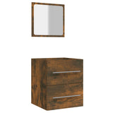 Bathroom Cabinet with Mirror Smoked Oak 41x38.5x48 cm - Front View
