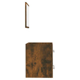 Bathroom Cabinet with Mirror Smoked Oak 41x38.5x48 cm - Close-Up Angle