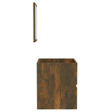 Bathroom Cabinet with Mirror Smoked Oak Engineered Wood - Close-Up Angle