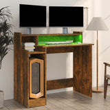 Desk with LED Lights Smoked Oak 97x45x90 cm Engineered Wood - Top-Down View