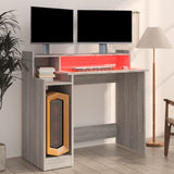 Desk with LED Lights Grey Sonoma 97x45x90 cm Engineered Wood - Top-Down View