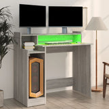Desk with LED Lights Grey Sonoma 97x45x90 cm Engineered Wood - 45-Degree Angle