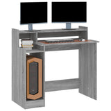 Desk with LED Lights Grey Sonoma 97x45x90 cm Engineered Wood - Close-Up Angle