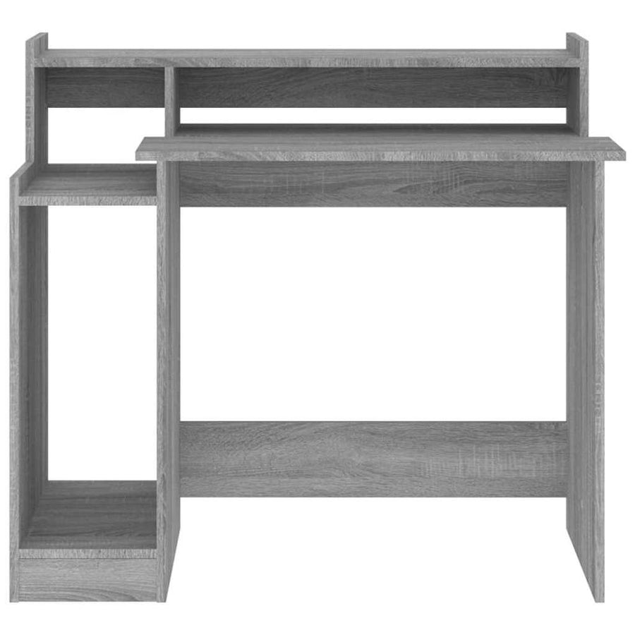 Desk with LED Lights Grey Sonoma 97x45x90 cm Engineered Wood