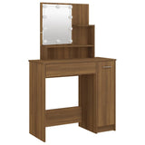 Dressing Table with LED Brown Oak 86.5x35x136 cm - Side View