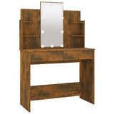 Dressing Table with LED Smoked Oak 96x40x142 cm - Side View