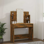 Dressing Table with LED Smoked Oak 96x40x142 cm