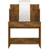 Dressing Table with LED Smoked Oak 96x40x142 cm - 45-Degree Angle