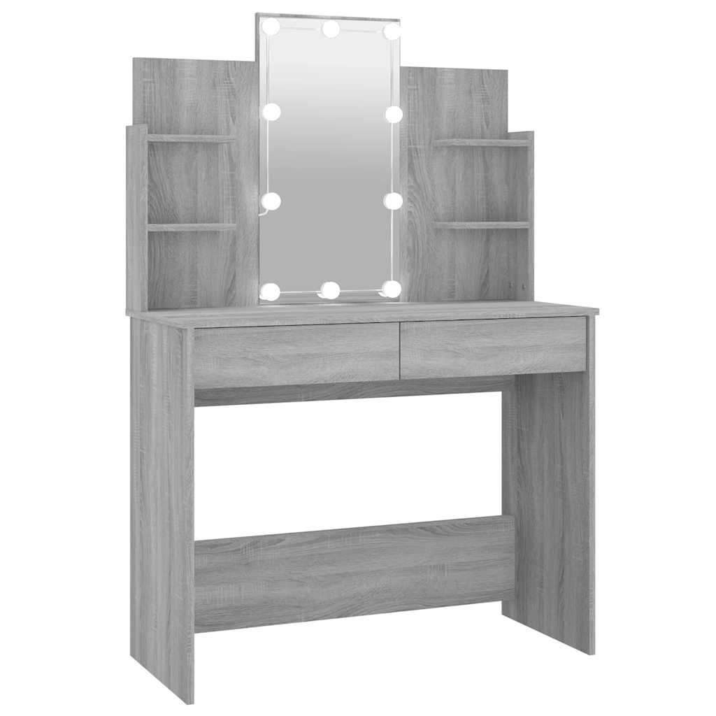 Dressing Table with LED Grey Sonoma 96x40x142 cm