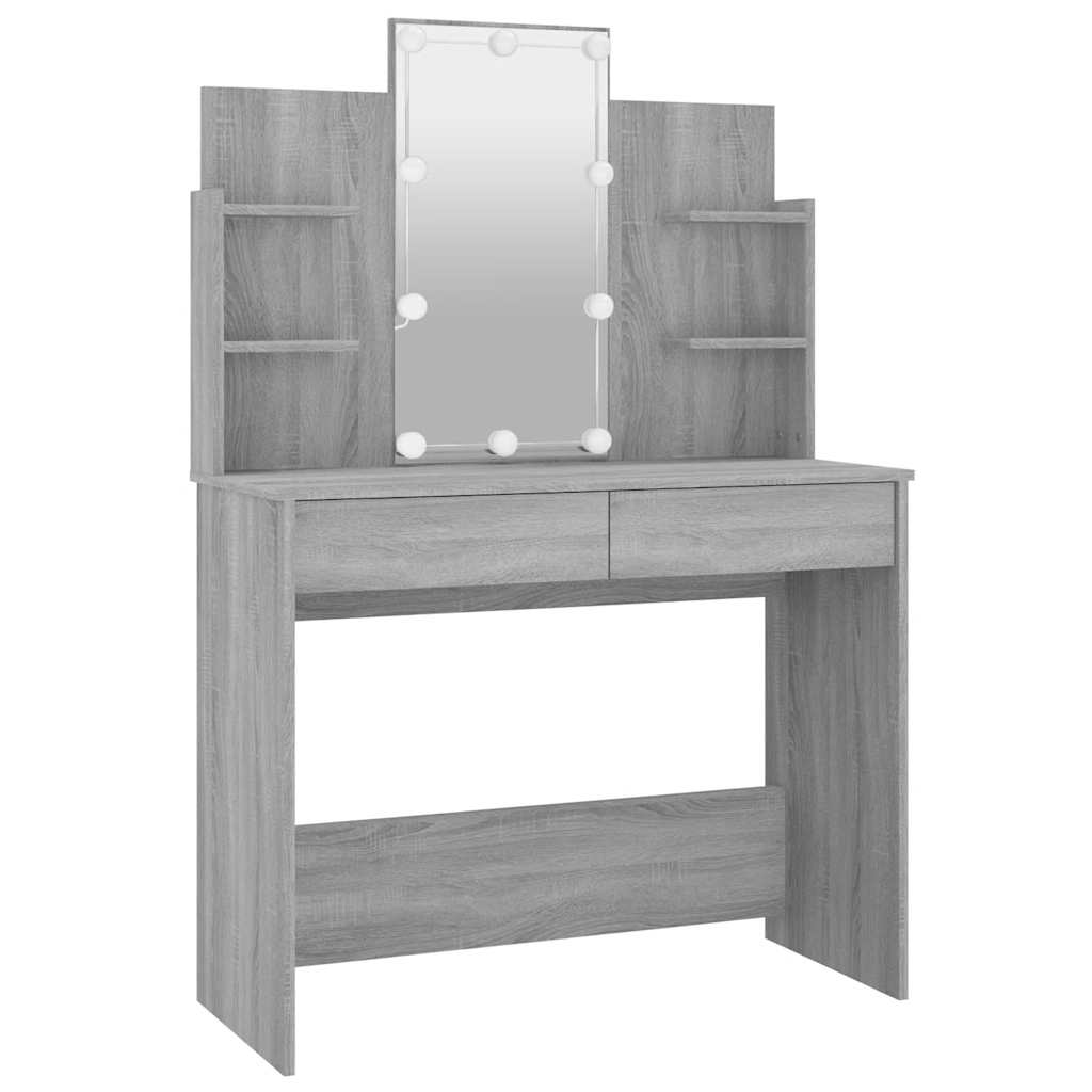 Dressing Table with LED Grey Sonoma 96x40x142 cm