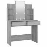 Dressing Table with LED Grey Sonoma 96x40x142 cm - Top-Down View