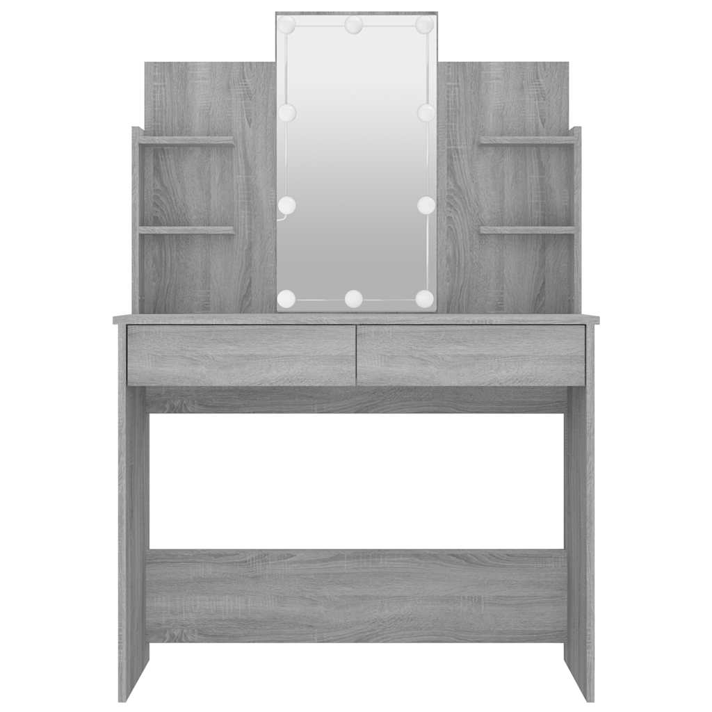 Dressing Table with LED Grey Sonoma 96x40x142 cm