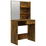 Dressing Table with Mirror Smoked Oak 74.5x40x141 cm - Front View