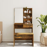 Dressing Table with Mirror Smoked Oak 74.5x40x141 cm - Side View