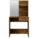 Dressing Table with Mirror Smoked Oak 74.5x40x141 cm - Rear View