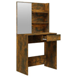 Dressing Table with Mirror Smoked Oak 74.5x40x141 cm - Close-Up Angle