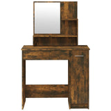Dressing Table with Mirror Smoked Oak 86.5x35x136 cm - Rear View