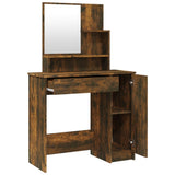 Dressing Table with Mirror Smoked Oak 86.5x35x136 cm - Close-Up Angle