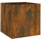 Planter Box Smoked Oak 40x40x40 cm Engineered Wood - Front View