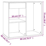 Cosmetic Cabinet Smoked Oak 80x40x75 cm Engineered Wood - Low Angle