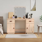 Dressing Table Set with LED Solid Wood Pine