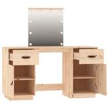 Dressing Table Set with LED Solid Wood Pine - Close-Up Angle