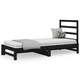 Pull-out Day Bed without Mattress Black 2x(90x190) cm - Front View