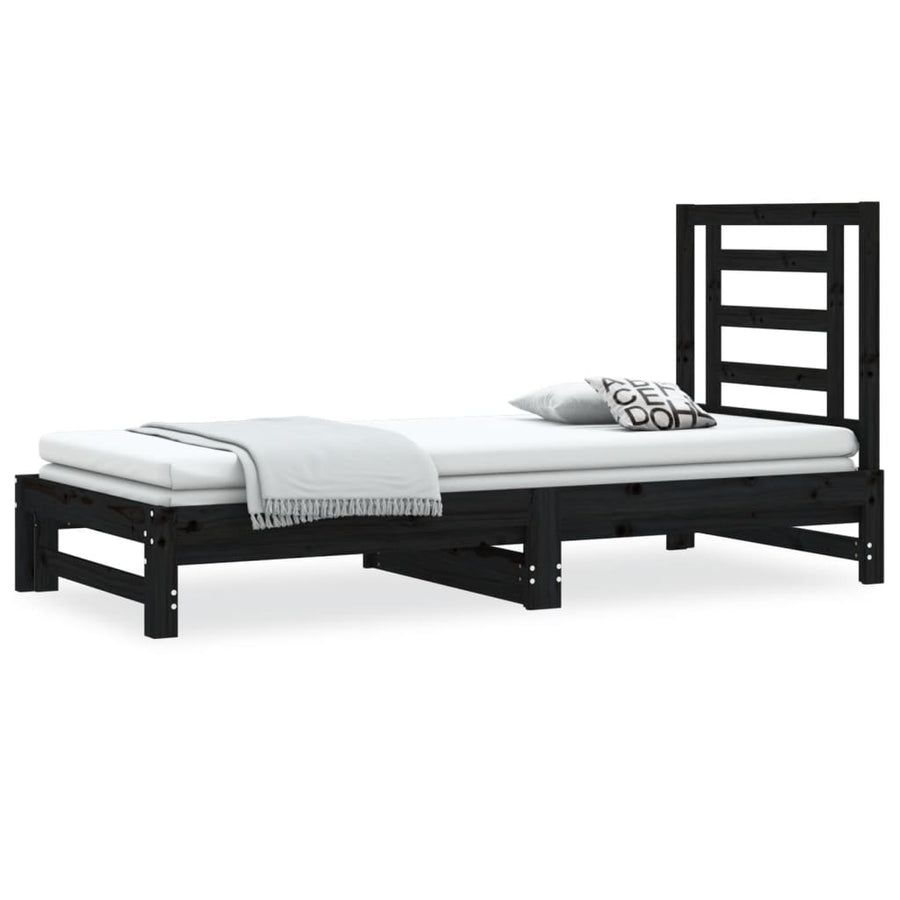 Pull-out Day Bed without Mattress Black 2x(90x190) cm