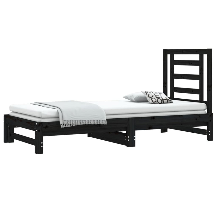 Pull-out Day Bed without Mattress Black 2x(90x190) cm