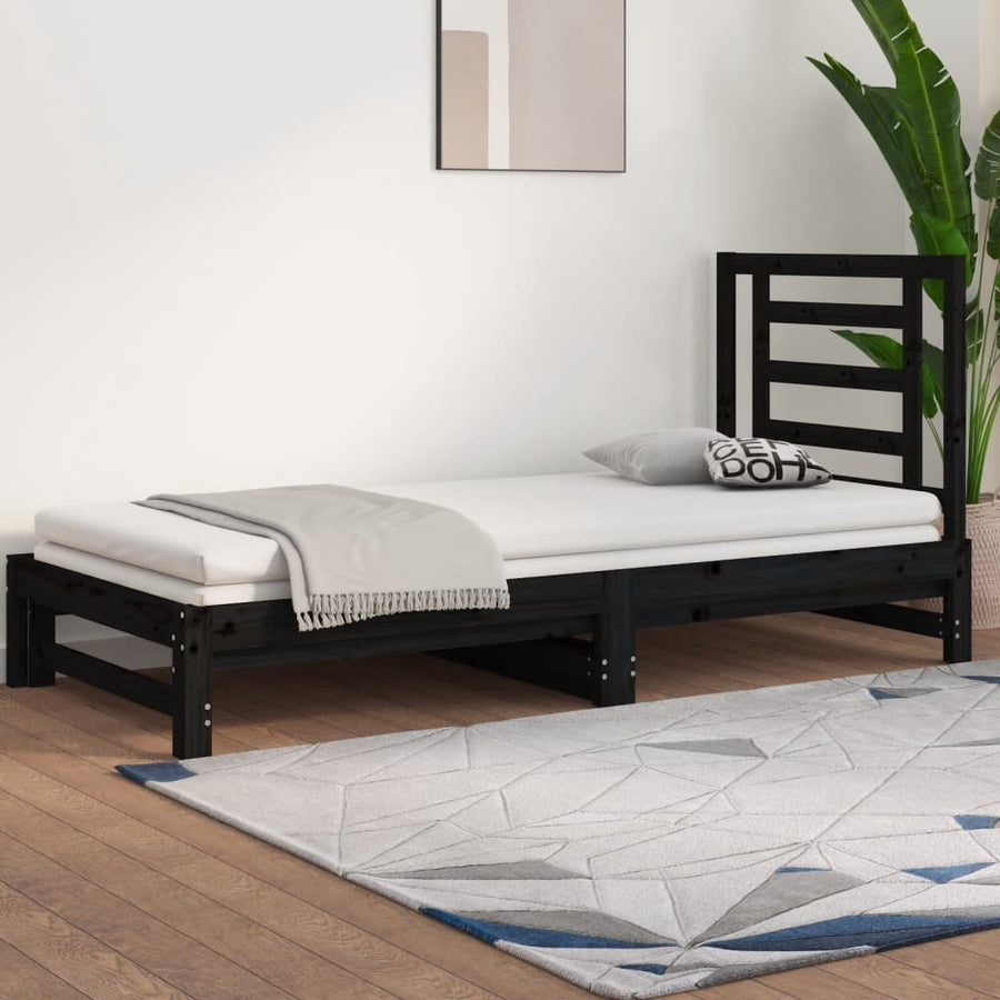 Pull-out Day Bed without Mattress Black 2x(90x190) cm