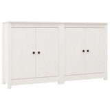 Sideboards 2 pcs White 70x35x80 cm Solid Wood Pine - Front View