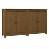 Sideboards 2 pcs Honey Brown 70x35x80 cm Solid Wood Pine - Front View