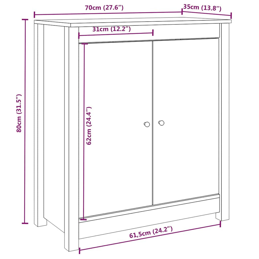 Sideboards 2 pcs Honey Brown 70x35x80 cm Solid Wood Pine