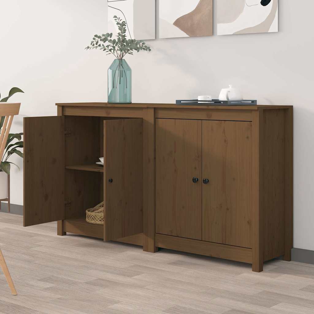 Sideboards 2 pcs Honey Brown 70x35x80 cm Solid Wood Pine