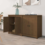 Sideboards 2 pcs Honey Brown 70x35x80 cm Solid Wood Pine