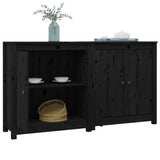 Sideboards 2 pcs Black 70x35x80 cm Solid Wood Pine - Side View