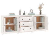 Sideboard White 210x35x80 cm Solid Wood Pine - Top-Down View