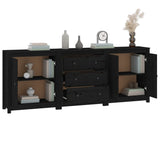 Sideboard Black 210x35x80 cm Solid Wood Pine - Top-Down View
