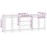 Sideboard 230x35x80 cm Solid Wood Pine - Close-Up Angle