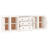 Sideboard White 230x35x80 cm Solid Wood Pine - 45-Degree Angle